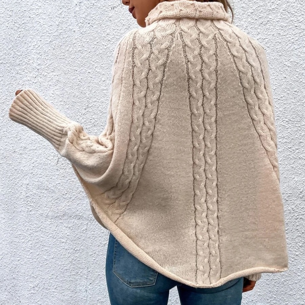 Cozy Turtleneck Knit Dolman Sleeve Sweater Top - Picture 3 of 5